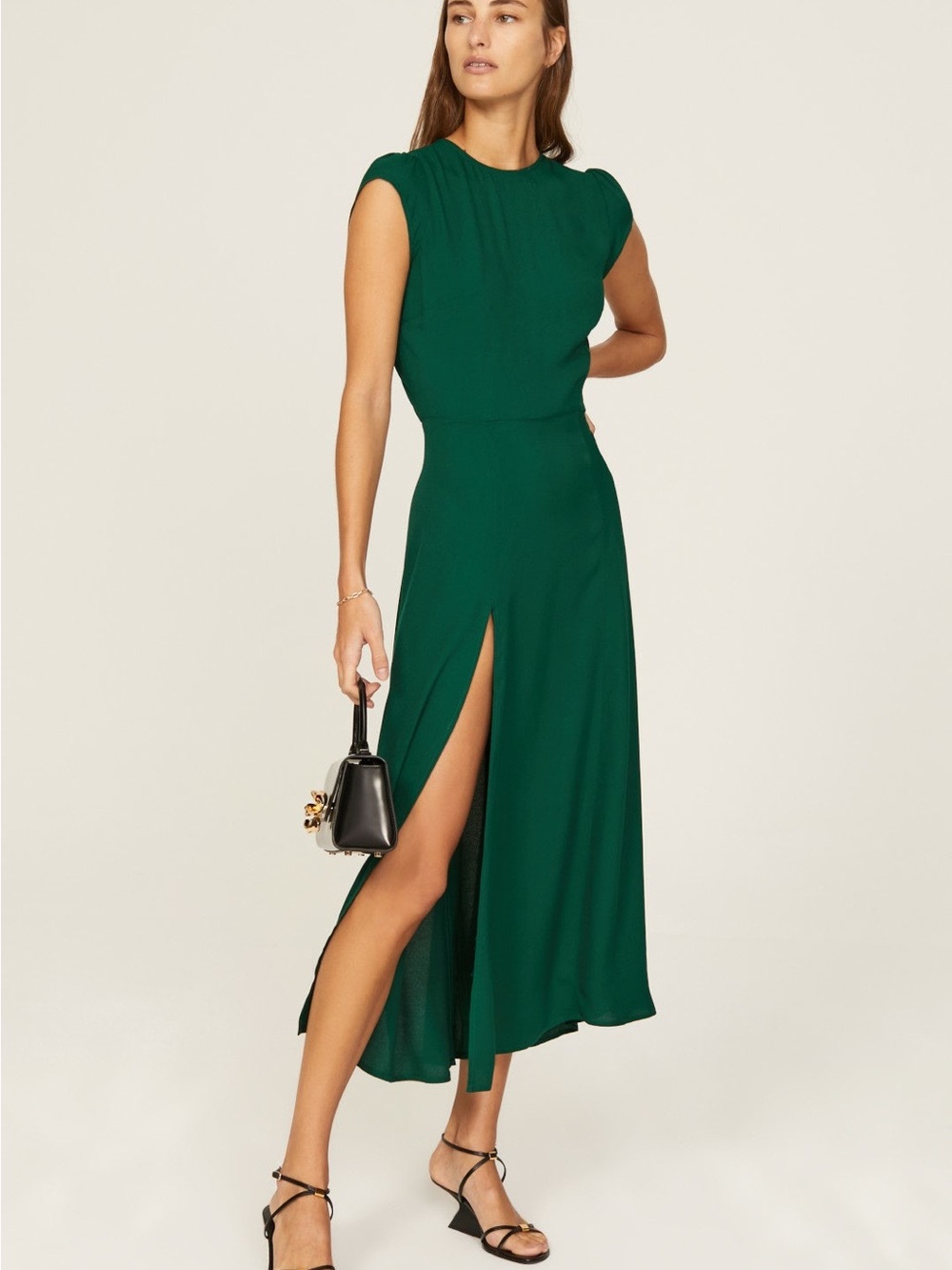 Reformation Gavin Dress Emerald Green Maxi Size 2